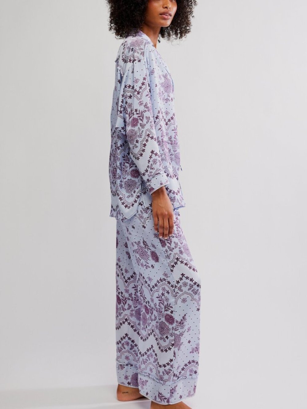 Free People Lavender Floral Satin Pajama Set - Picture 2 of 6